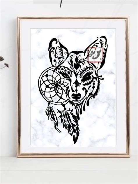 Wolf Dream Catcher File Svg Download Istantaneo Stampabile Boho