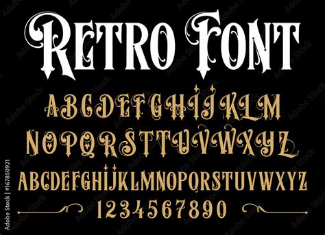 Vector Retro Alphabet Vintage Font Typography For Labels Headlines