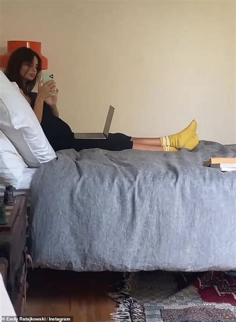 Pregnant Emily Ratajkowski Shows Off Her Bump While Working From Her