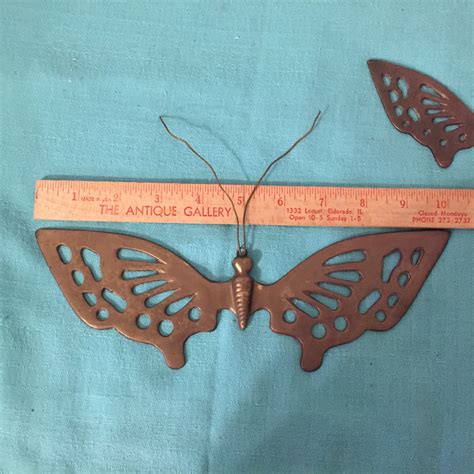 Vintage Metal Brass Butterfly Wall Hangings Set Of 2 Etsy