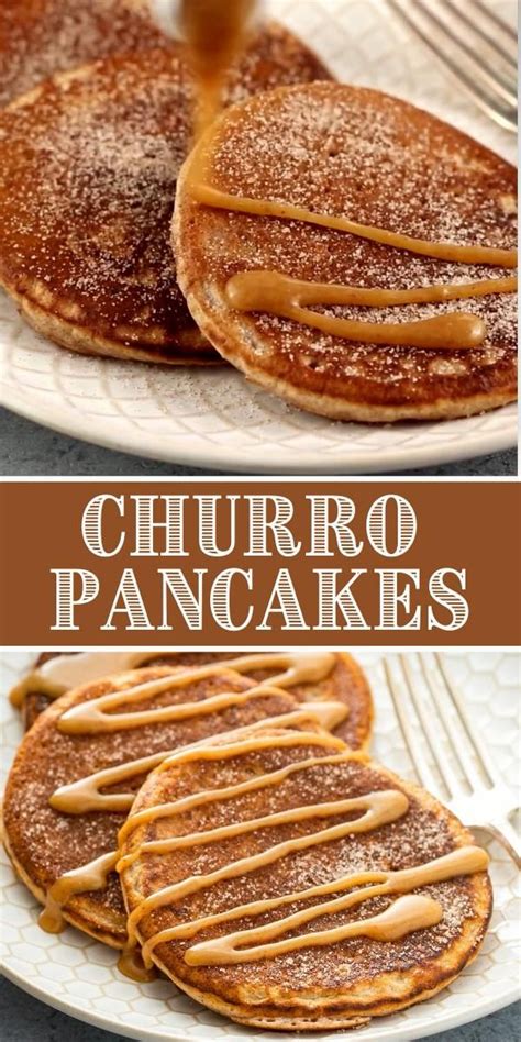 Churro Pancakes Fluffy Pancakes With Cinnamon Sugar Caramel On Top