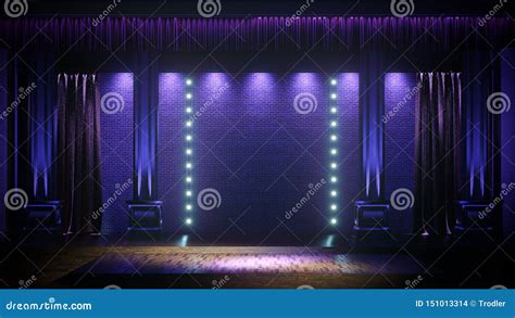 Dark Empty Stage With Spot Lights Comedy Standup Cabaret Night Club