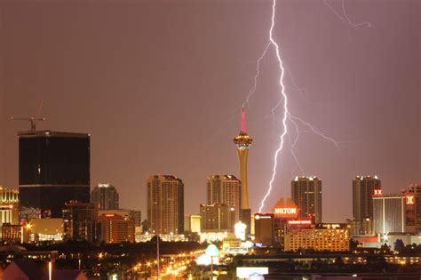 Photo Of The Lightning Hitting The Stratosphere Tower In Las Vegas This