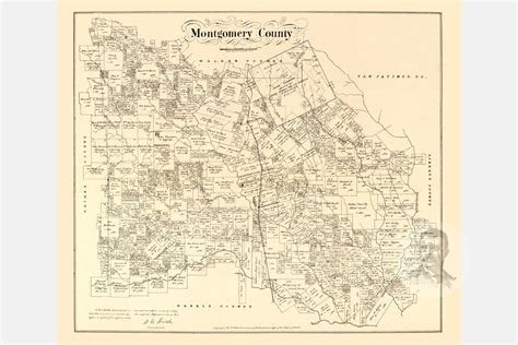 Vintage Montgomery County Map 1880 Old Map Of Montgomery Etsy