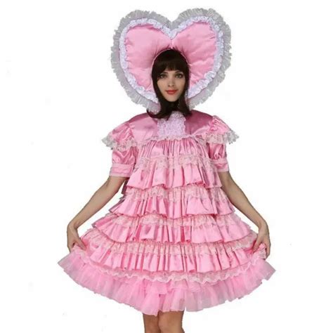 GIRL BABY SISSY Maid Lockable Satin Pink Dress Cosplay Costumes Tailor Made PicClick