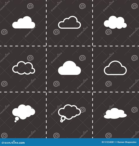 Vector Black Clouds Icons Set Stock Vector Illustration Of Network