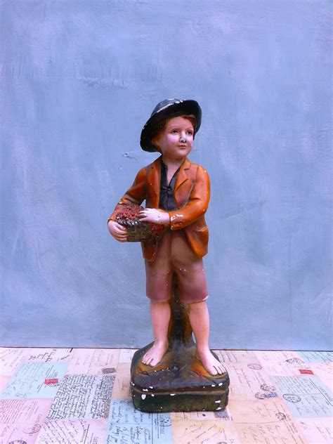 Vintage Plaster Statue Of A Small Boy The Cherry Etsy