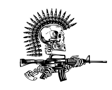 Military Skull Ar15 Ak47 Grim Reaper Gun Death Bullets
