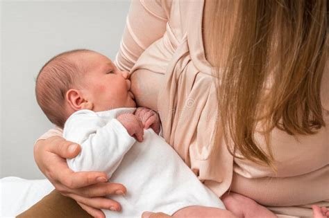 Mother Is Breastfeeding Her Newborn Baby Stock Photo Image Of