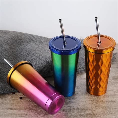 Stainless Steel Coffee Cup With Straw Stainless Steel Coffee Mug With