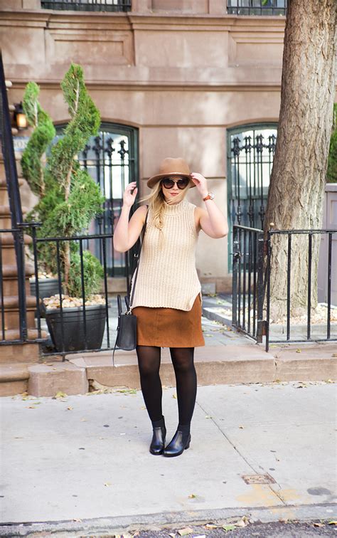 We can hardly say what color goes with camel appears to be the only right choice, because this shade is rather universally applicable. Suede Camel Skirt | Color By K