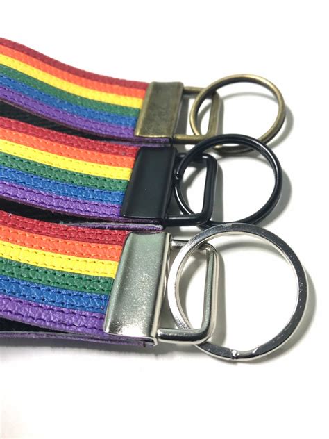 Gay Pride Leather Keychain Rainbow Lgbt Lgbtq Key Chain Flag Etsy