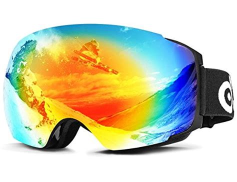 Odoland Snow Ski Goggles With Magnetic Detachable Lens Double Spherical Lens And Eyewear
