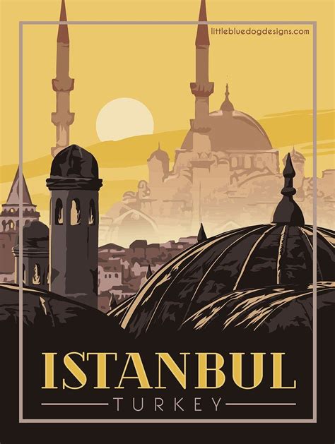 Istanbul Turkey Vintage Travel Poster Etsy Affiche De Voyage