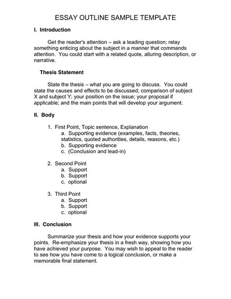 Essay Outline Sample Template In Word And Pdf Formats