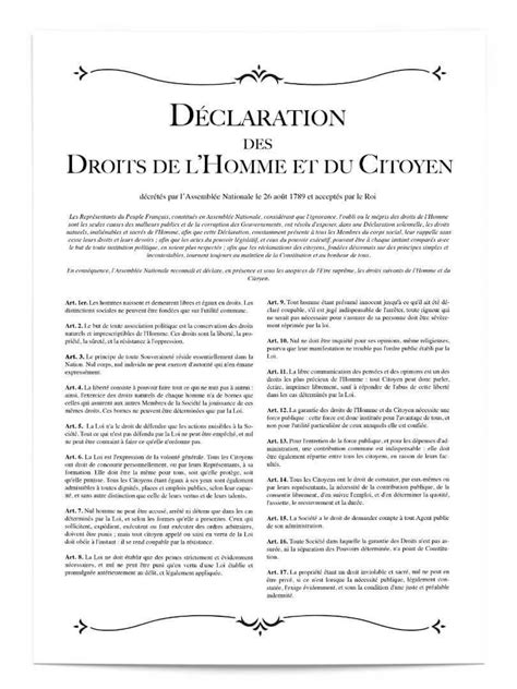 Affiche Déclaration Des Droits De Lhomme Et Du Citoyen