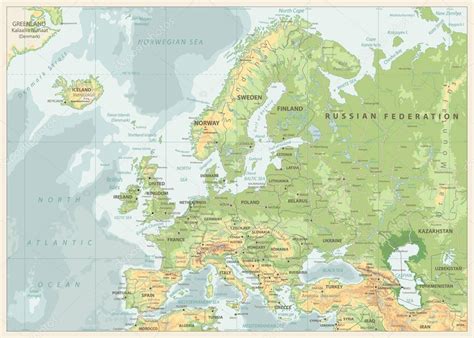Europe Physical Map Retro Colors — Stock Vector © Cartarium 165843014