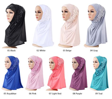 amira one piece hijab muslim woman flower head scarf islamic hats ramadan caps ebay