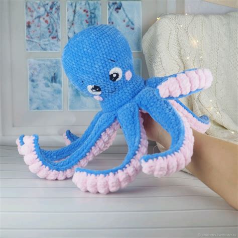 Осьминог большая мягкая игрушка Плюшевый осьминог Вязаная осьминожка