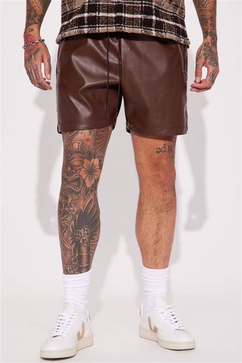 slam dunk faux leather shorts chocolate fashion nova mens shorts