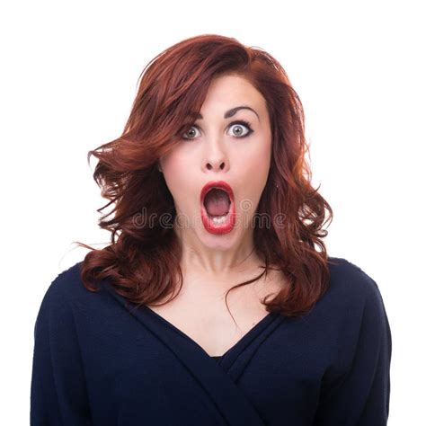 Closeup Portrait Of Surprised Young Lady Isolated Stock Photo Image