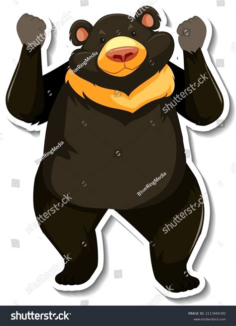 Asian Black Bear Animal Cartoon Sticker Stock Vector Royalty Free