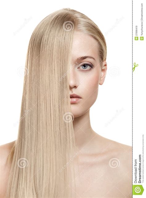Beautiful Blonde Girl Healthy Long Hair Stock Image