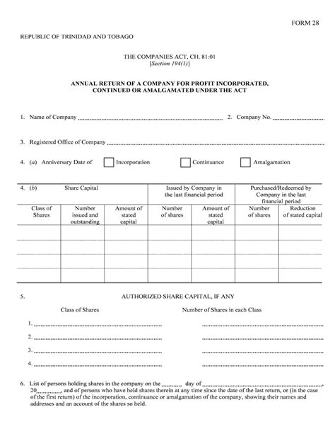 Annual Return Form 28 Fill Online Printable Fillable Blank