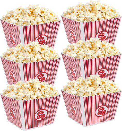 Hedume 6 Pack Popcorn Containers Plastic Movie Theater