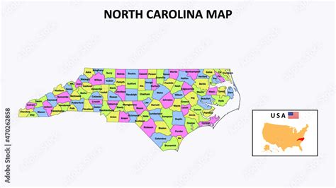 North Carolina Map District Map Of North Carolina In District Map Of North Carolina In Color