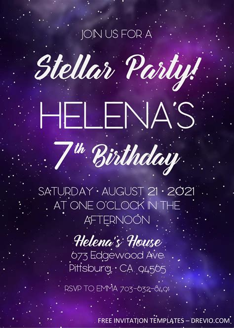 Galaxy Birthday Invitation Templates Editable With Ms Word Download