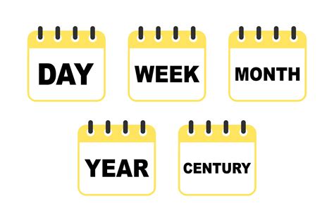 Different Time Values Calendar Icons Set Day Week Month Year