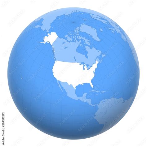 United States Us On The Globe Earth Centered At The Location Of The