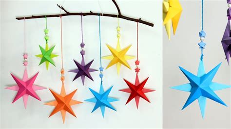 Christmas Paper Decoration Diy 3d Paper Star Wall Hanging Decoration