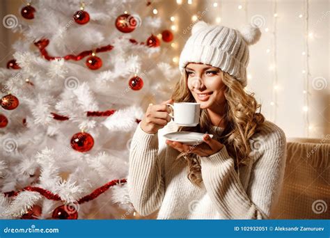 Happy Blonde Girl With Christmas Presents Stock Image Image Of Decorative Cozy 102932051