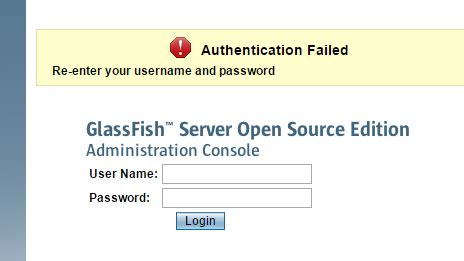 Java GlassFish Authentication Failed Stack Overflow