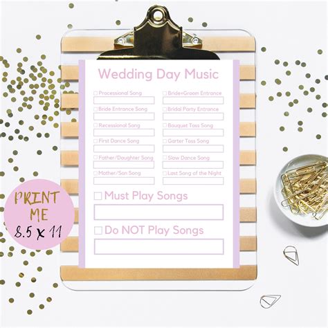 Printable Wedding Song Playlist Template Printable World Holiday