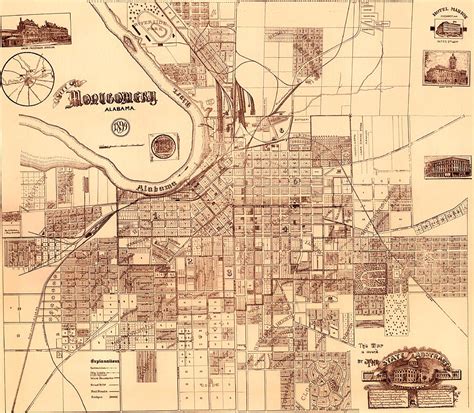 Antique Map Of Montgomery Alabama 1899 Drawing By Mountain