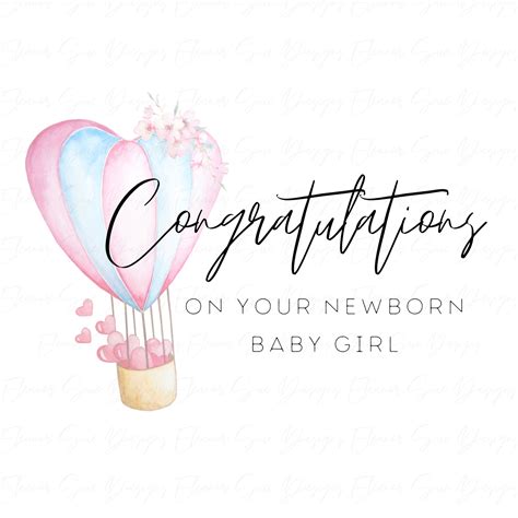 Congratulations On Your Newborn Baby Girl Printable Card Instant