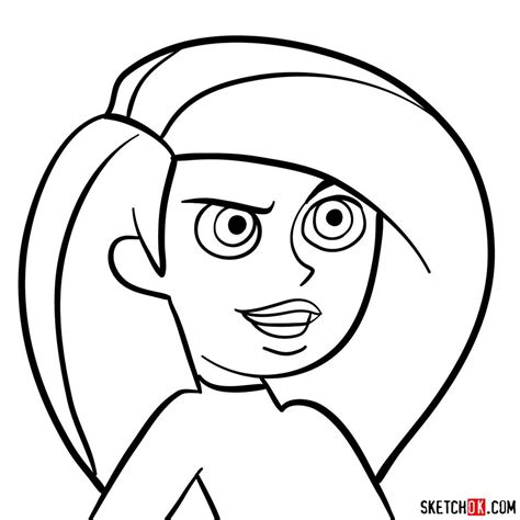 How To Draw Kim Possibles Face Sketchok Easy Drawing Guides