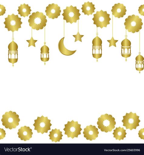 Arabic Golden Seamless Pattern Wiht Half Moon And Vector Image