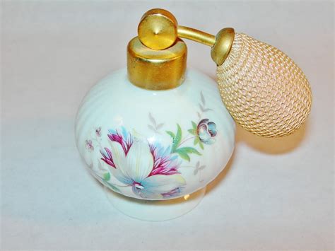 Pretty Vintage Bavaria Porcelain Perfume Bottle Floral Design Pink