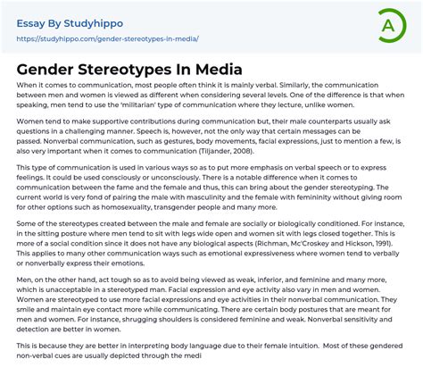 Gender Stereotypes In Media Essay Example