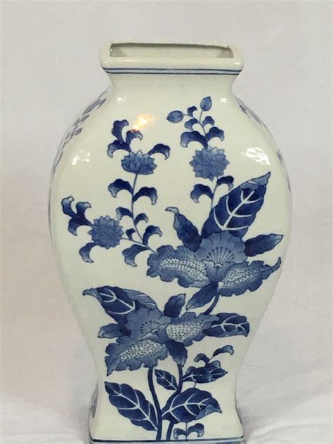 Vintage Chinoiserie Blue And White Asian Antique Ceramic Large Etsy