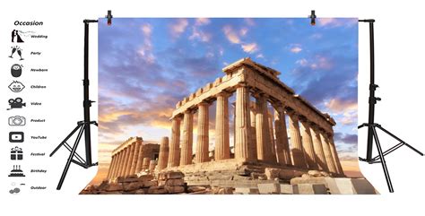 Lfeey 5x3ft Sunset Greece Parthenon Photo Backdrop Historical Building