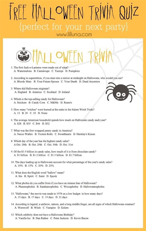 Halloween Trivia Questions And Answers Printables