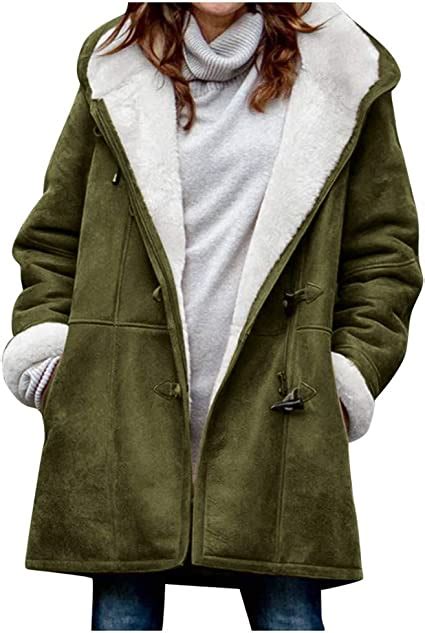 Womens 2022 Fleece Lined Sherpa Jackets Plus Size Winter