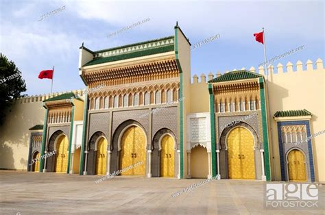 Dar El Makhzen Royal Palace Gates Fez Morocco North Africa Stock