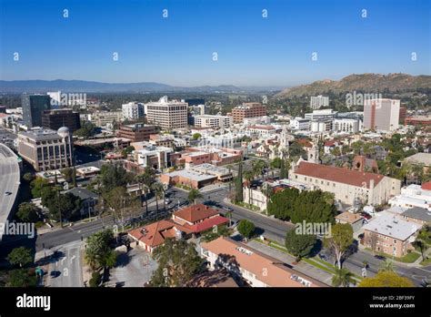 Aerial Views Above Downtown Riverside California On A Clear Day View