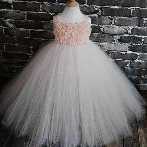 Pink Blush Shabby Chic Rose Tulle Princess Puffer Dress Flower Girl D